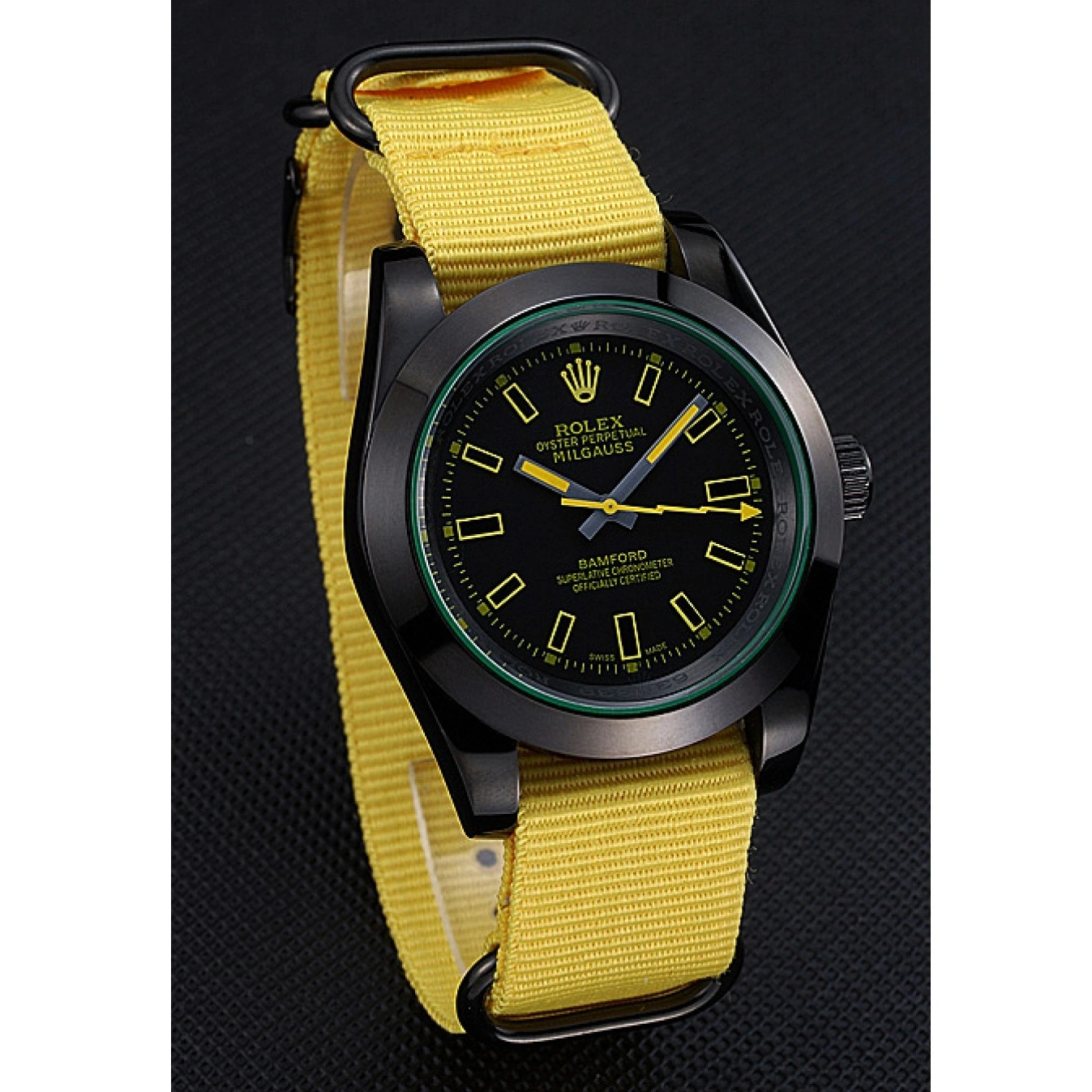 Best AAA Replica Sites Rolex Nylon Strap Yellow 621999 Milgauss Bamford 1027
